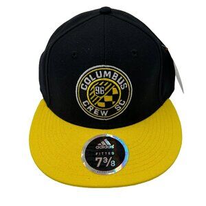 Adidas Mens 7 3/8 Black Yellow MLS 96 Columbus Crew SC Fitted Hat Cap‎ NWT